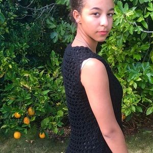 Vintage Handmade 1960s Crocheted Wool Mini Dress